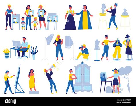 Creative Professions Set With Artist And Singer Flat Isolated Vector