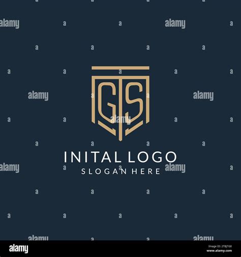 Initial GS Shield Logo Monoline Style Modern And Luxury Monogram Logo