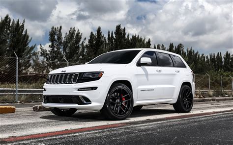 Download Wallpapers Jeep Grand Cherokee Srt Velgen Wheels White Suv