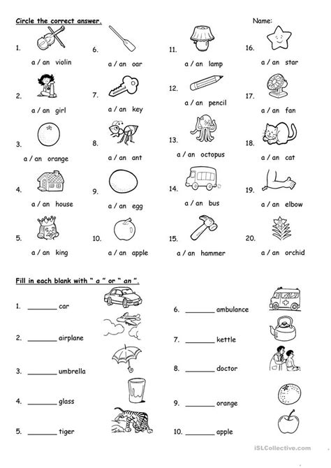 Use A Or An Worksheet Free Esl Printable Worksheets Made A An