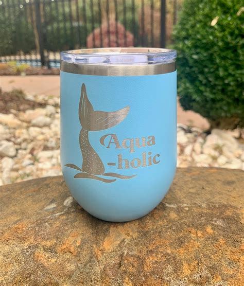 Aquaholic Is Laser Etched On This Powder Coated Stainless Etsy