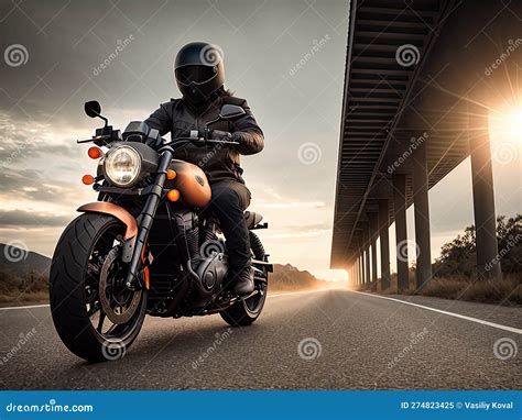 Exploring The Open Road On Motorcycle Generative Ai Stock Illustration