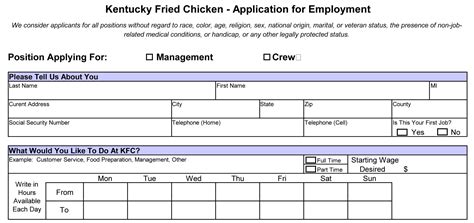 Interested job seekers may join the team of thousands by submitting paper applications to the nearest location. Kentucky Fried Chicken (KFC) Job Application - Printable ...