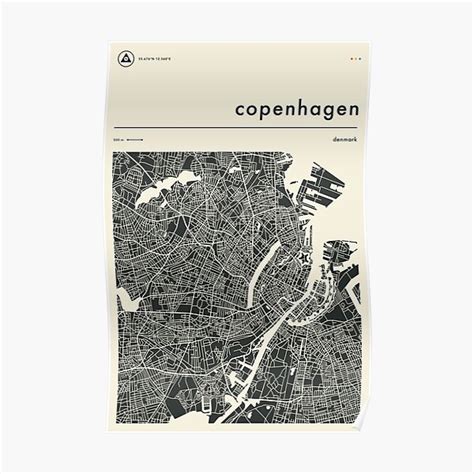 Copenhagen Map Poster For Sale By Jazzberryblue Redbubble