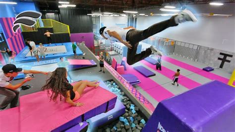 Trampoline Park Slide Obstacle Course Hard Mode Youtube