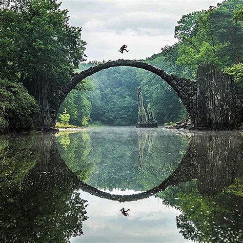 The Devils Bridge In Kromlau Park Germany Was Designed To Reflect A
