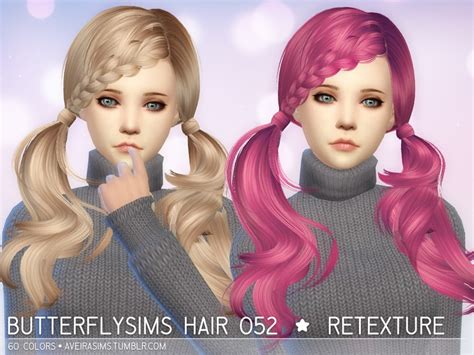 Aveira Sims 4 Butterfly`s 052 Hair Retextured Sims 4 Hairs