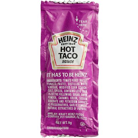 Heinz 9 Gram Taco Sauce Portion Packets 500case