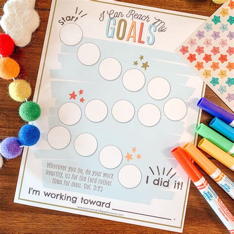 Learning And School Goal Tracker Goal Chart Printable For Kids Behavior