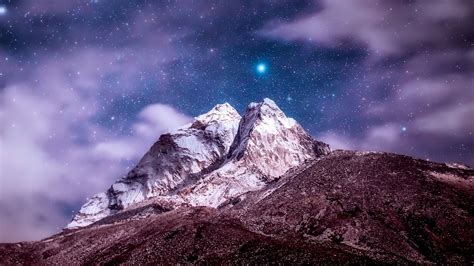 Download Wallpaper 1920x1080 Himalayas Mountains Peak Starry Sky