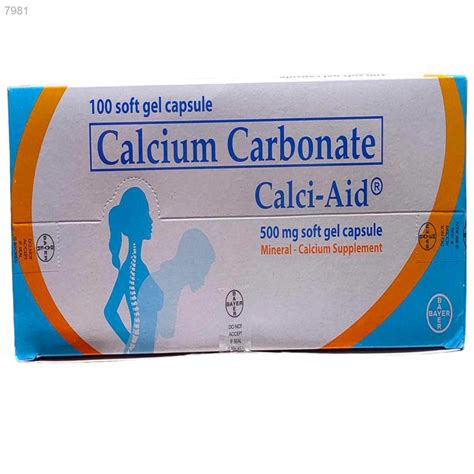 N6639 Calci Aid Calcium Carbonate 500mg 30 Capsules 1 Bottle 100