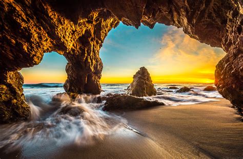 Download Sand Horizon Ocean Nature Cave 4k Ultra Hd Wallpaper