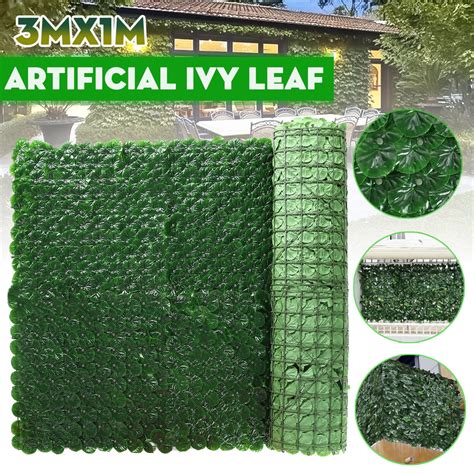 118x39in Faux Ivy Privacy Fence Screen Artificial Hedges Peach Leaf