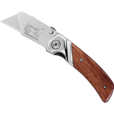 Stanley Folding Pocket Utility Knife With Wooden Handle Tooled
