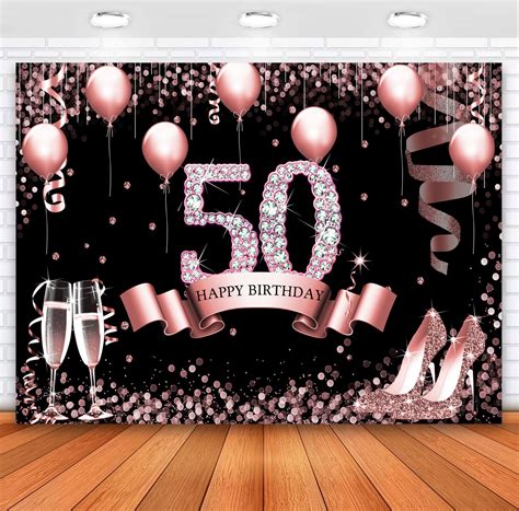 Buy Sensfun Rose Gold Happy 50th Birthday Backdrop For Women Glitter