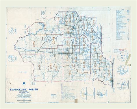 1950 Map Of Evangeline Parish Louisiana Etsy
