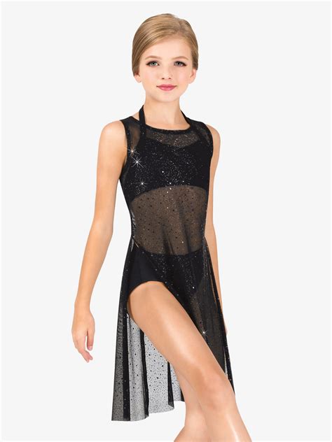Girls Performance Twinkle Mesh Sheer Tank Overdress Dresses Body Wrappers TW