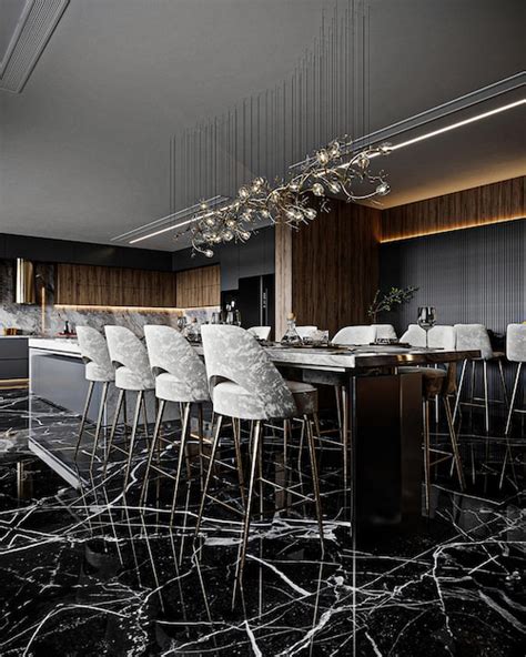 Premium Photo Luxury Black Dinning Room Design
