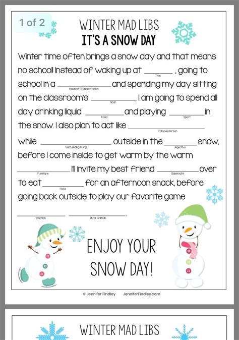 Pin By Heather Grigsby On Mad Libs Winter Mad Libs For Kids