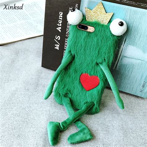 3d cute frog fur silicone phone cases for iphone 5 se 6s 6 s 7 8 plus xs max xr x bling