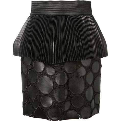 Emanuel Ungaro Embroidered Pleated Ruffles Black Mini Skirt Clothes