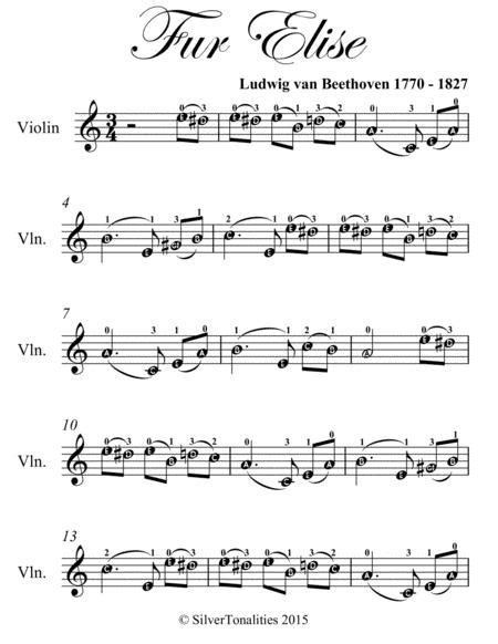 Learn how to play fur elise on violin for free using our animated scrolling tablature to quickly learn the music. Fur Elise Easy Violin Sheet Music By Ludwig Van Beethoven (1770-1827) - Digital Sheet Music For ...