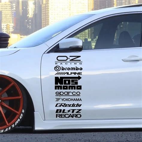 Pcs Racing Door Decals Reflective Sticker Set Car Kit Sponsor Technical Auto Tuning Waterproof