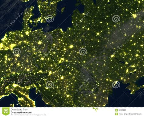 Eastern Europe At Night On Planet Earth Stock Illustration