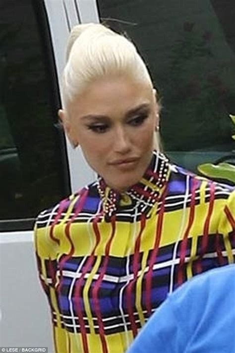 Gwen Stefani Flaunts Her Plump Pout And Dip Dyed Locks In Plaid Mini