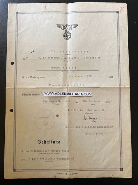 Wwii German Promotion Document Hand Signed By General Helmuth