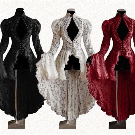 Women Vintage Lace Victorian Dress Plus Size Long Flare Sleeve Steampunk Gothic Long Tail