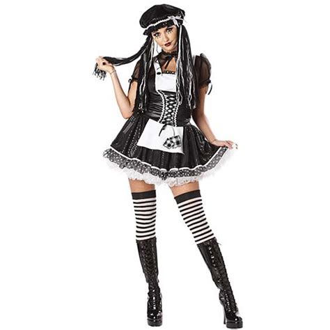 deluxe adult gothic rag doll costume w striped thigh high united costumes