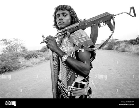 Afar Tribe Warrior Afambo Afar Regional State Ethiopia Stock Photo
