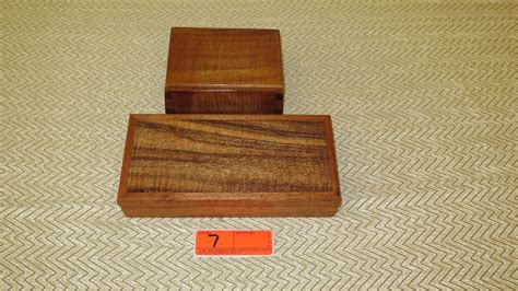 Qty 2 Rectangular Curly Koa Wood Boxes W Lids