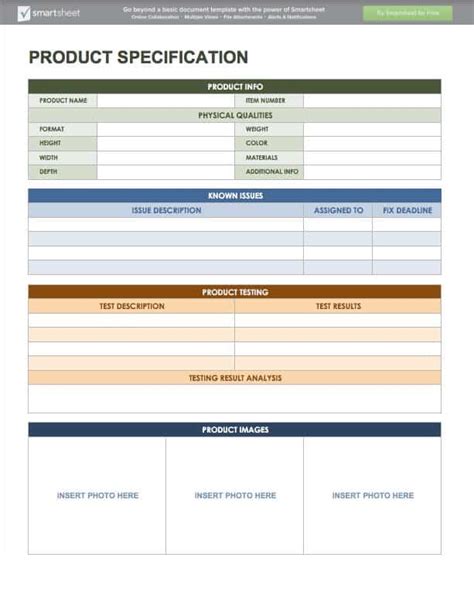 Free Product Sheet Template Printable Templates