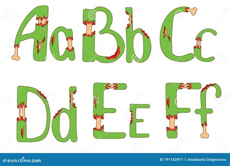 Zombie Alphabet Cartoon Vector Cartoondealer