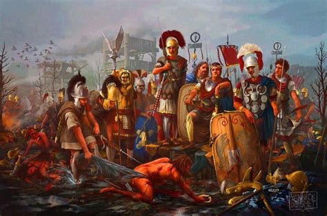 Julius Caesar Accepting Vercingetorix Surrender After The Battle Of