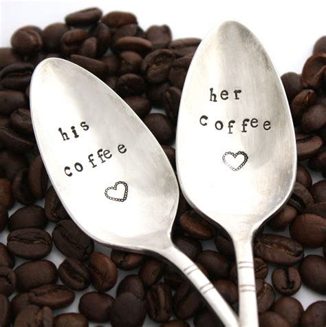 His Coffee Her Coffee Spoons Hand Stamped Vintage Coffee Spoon