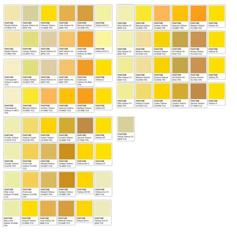 Yellows Pantone Color Chart Pantone Colour Palettes Yellow