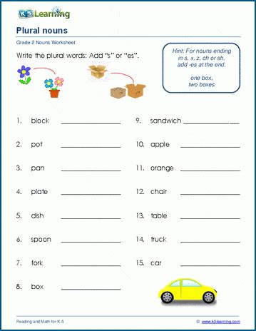 Regular Plural Nouns Worksheets K5 Learning Worksheets Library
