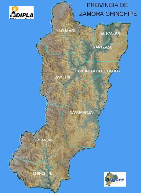 Mapa Provincia De Zamora Chinchipe Ecuador