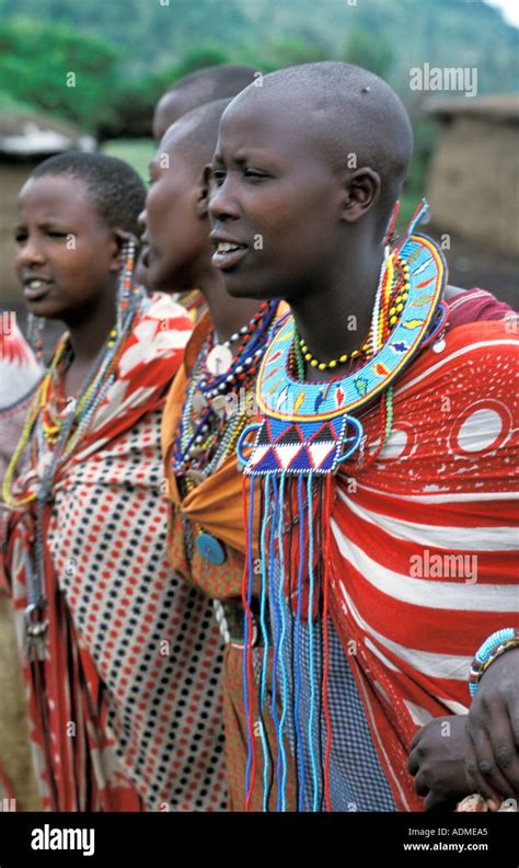 Africa Kenya Masai Mara National Reserve Young Masai Women In