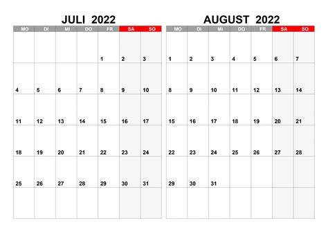 August 2022 Kalender Zum Ausdrucken Kalender Ausdrucken