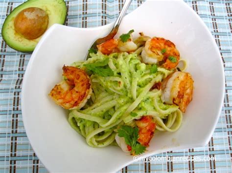 Pasta With Avocado Sauce And Garlic Shrimp My Colombian