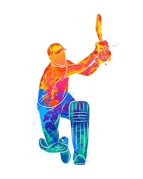 Premium Vector Abstract Batsman Playing Cricket From Splash Of