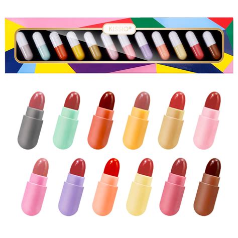 Kissio Lipstick Set 12 Colorsmini Matte Lipsticklip Capsules