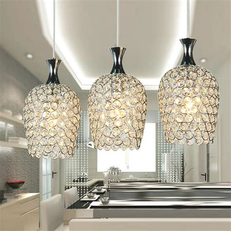 Mamei Free Shipping Modern 3 Lights Crystal Pendant Lighting For Kitchen Island And Dining Room