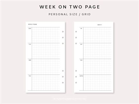 Weekly Planner Printable Undated Weekly Planner Week On Two Pages