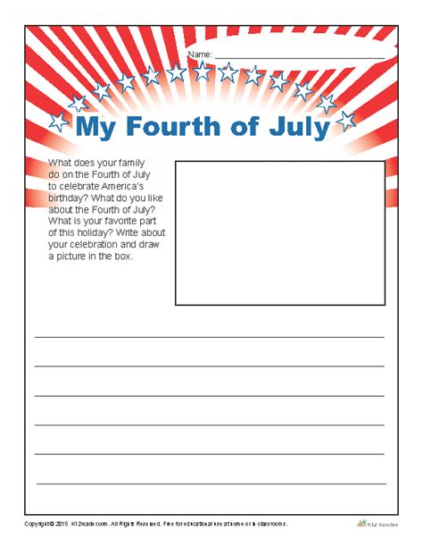 Printable Fourth Of July Worksheet For Preschool
