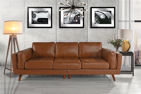 Get it as soon as tomorrow, jun 11. Classic Mid Century Modern Couch Tufted Leather Sofa ...